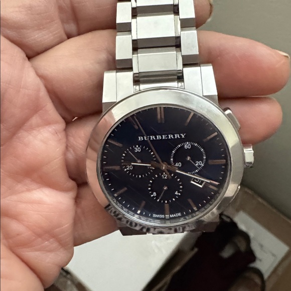 Burberry Silver Watch with Blue Face-BU9363 - Picture 13 of 14